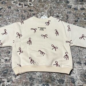 Zara Cream crewneck with Red Bow Design